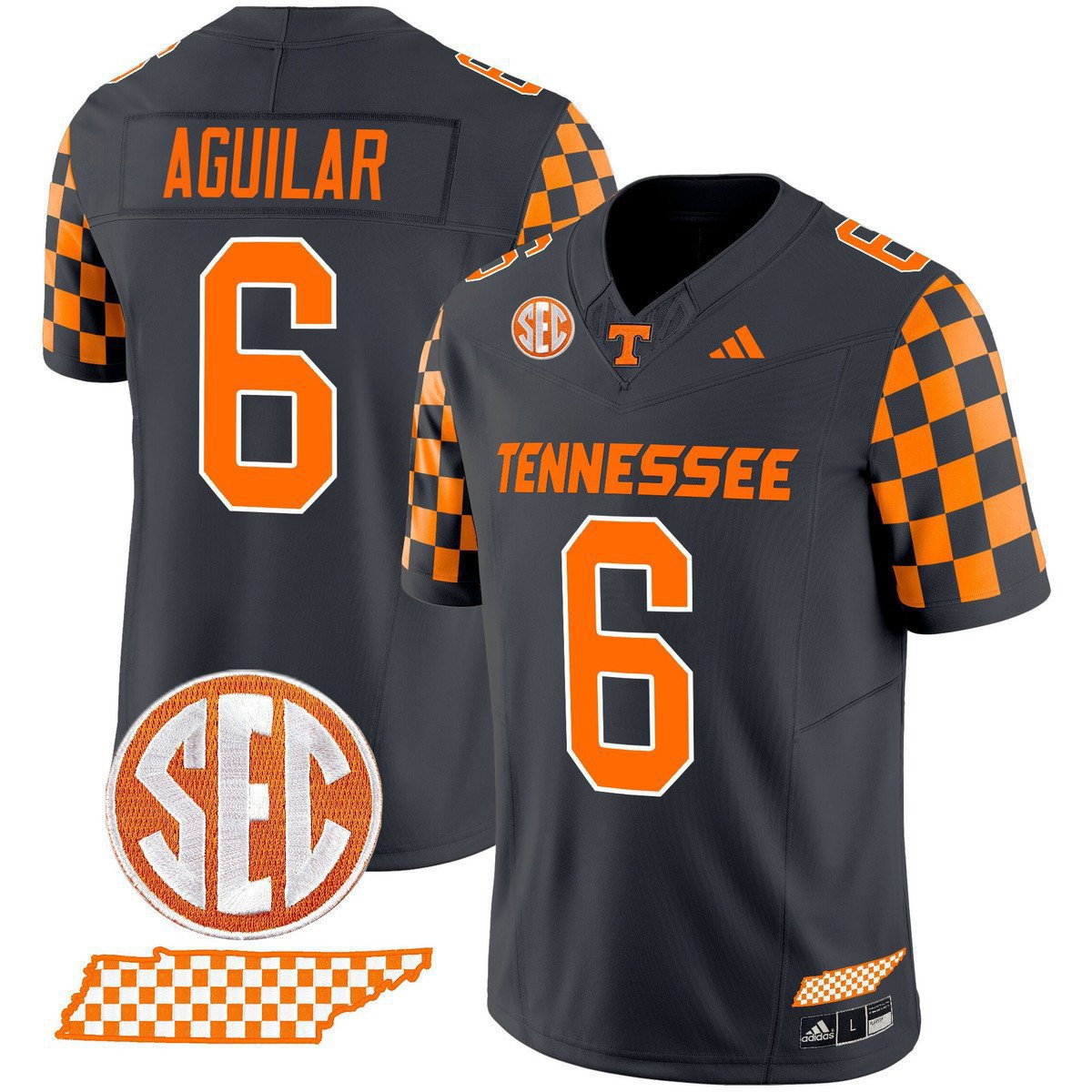 Joey Aguilar  #6 Tennessee Vols Rebrand 2026 Checkerboard Smokey Grey