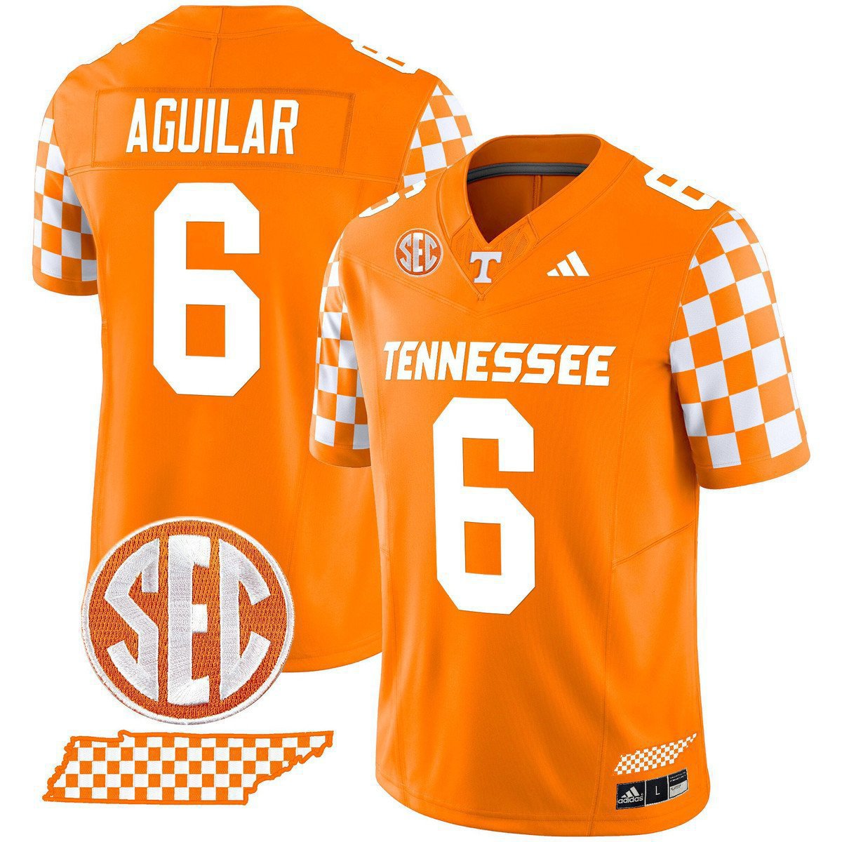 Joey Aguilar  #6 Tennessee Vols Rebrand 2026 Checkerboard Stitched Orange