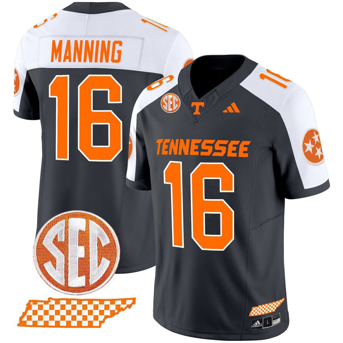 Peyton Manning  #16 Tennessee Vols Rebrand 2026 Checkerboard Grey Alternate