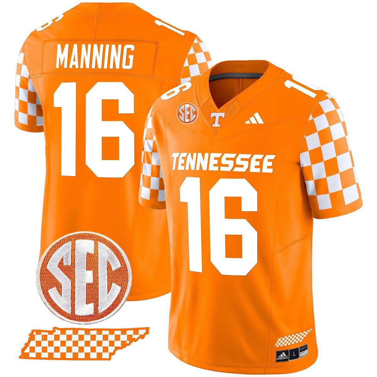 Peyton Manning  #16 Tennessee Vols Rebrand 2026 Checkerboard Orange