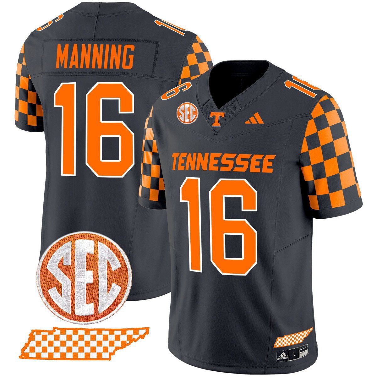 Peyton Manning  #16 Tennessee Vols Rebrand 2026 Checkerboard Smokey Grey