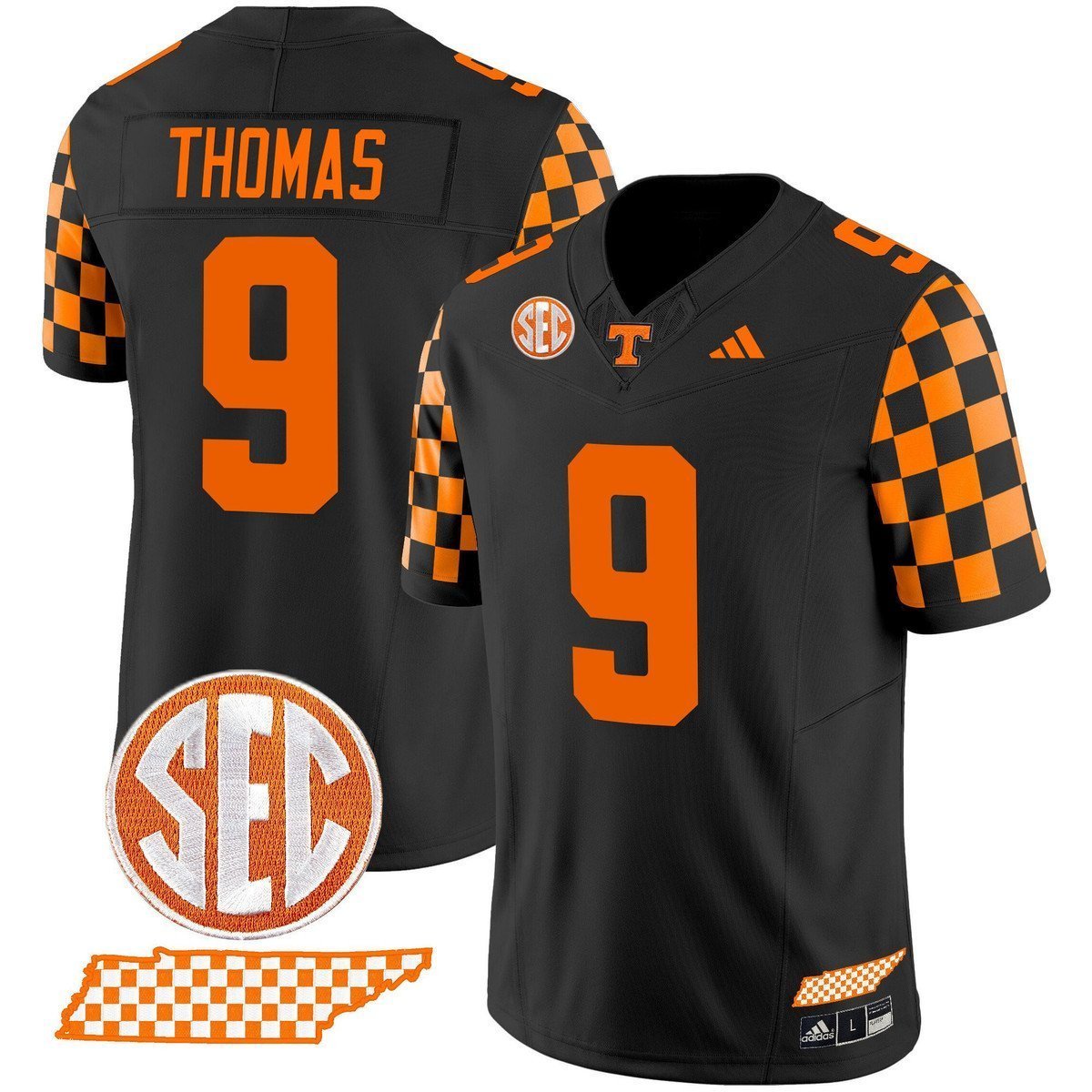 Star Thomas  #9 Tennessee Vols Rebrand 2026 Checkerboard Stitched Black