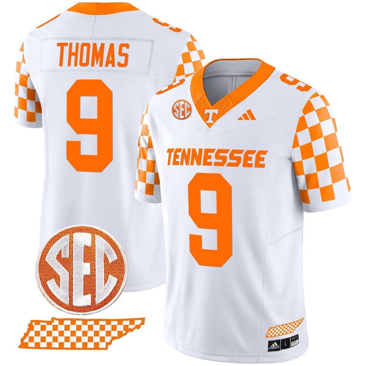 Star Thomas  #9 Tennessee Vols Rebrand 2026 Checkerboard Stitched White