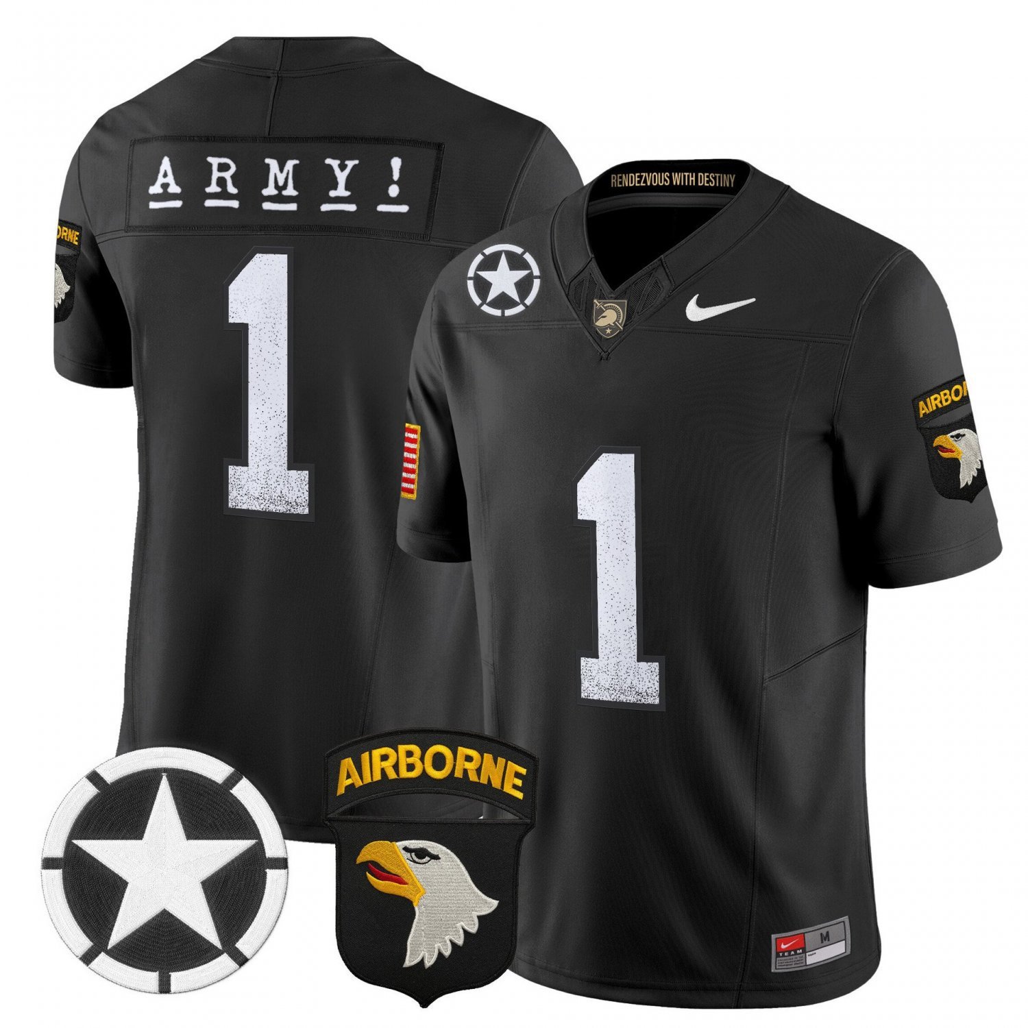 Team  #1 Army Black Knights 2026 Screaming Eagles Stitched Black