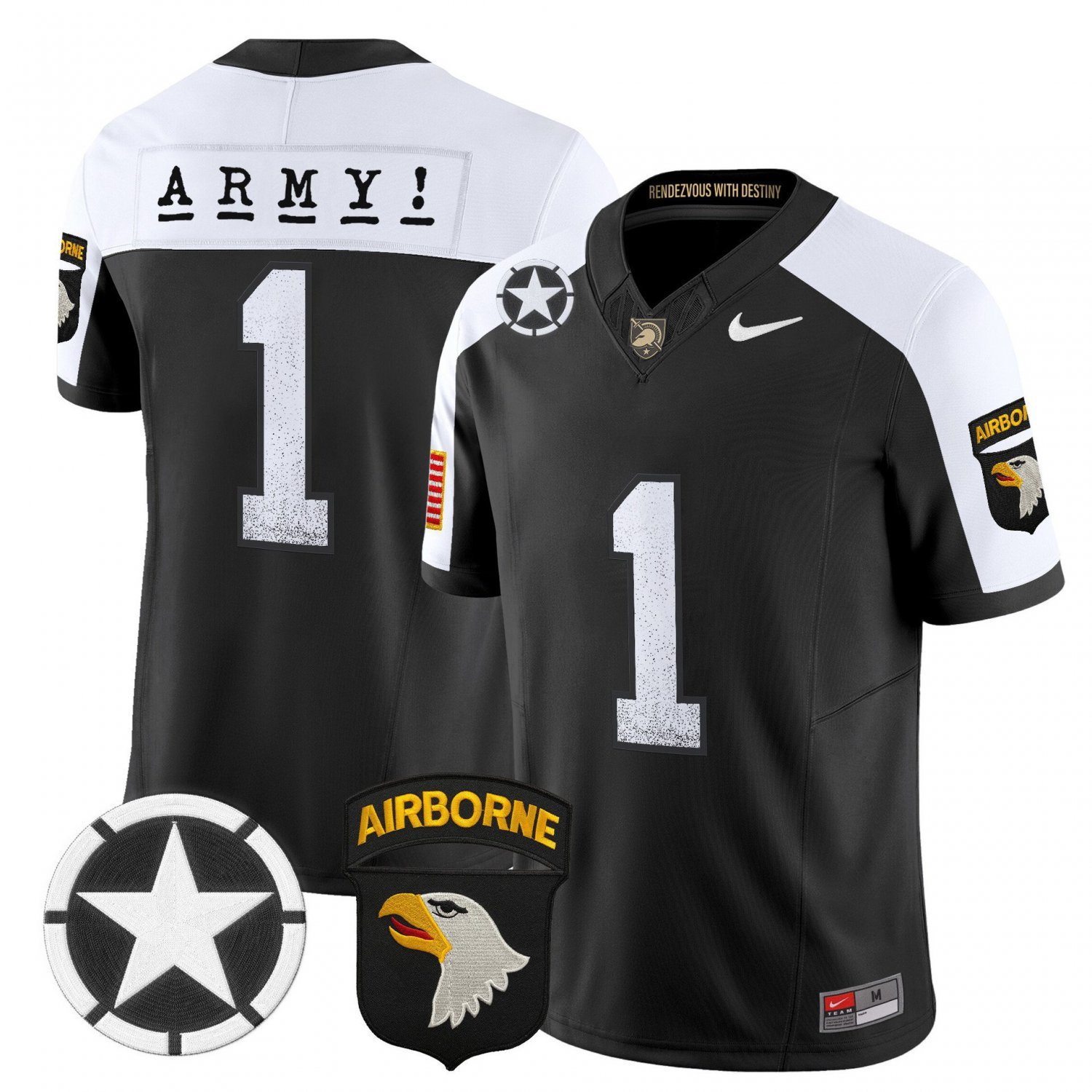 Team  #1 Army Black Knights 2026 Screaming Eagles Stitched Black Alternate