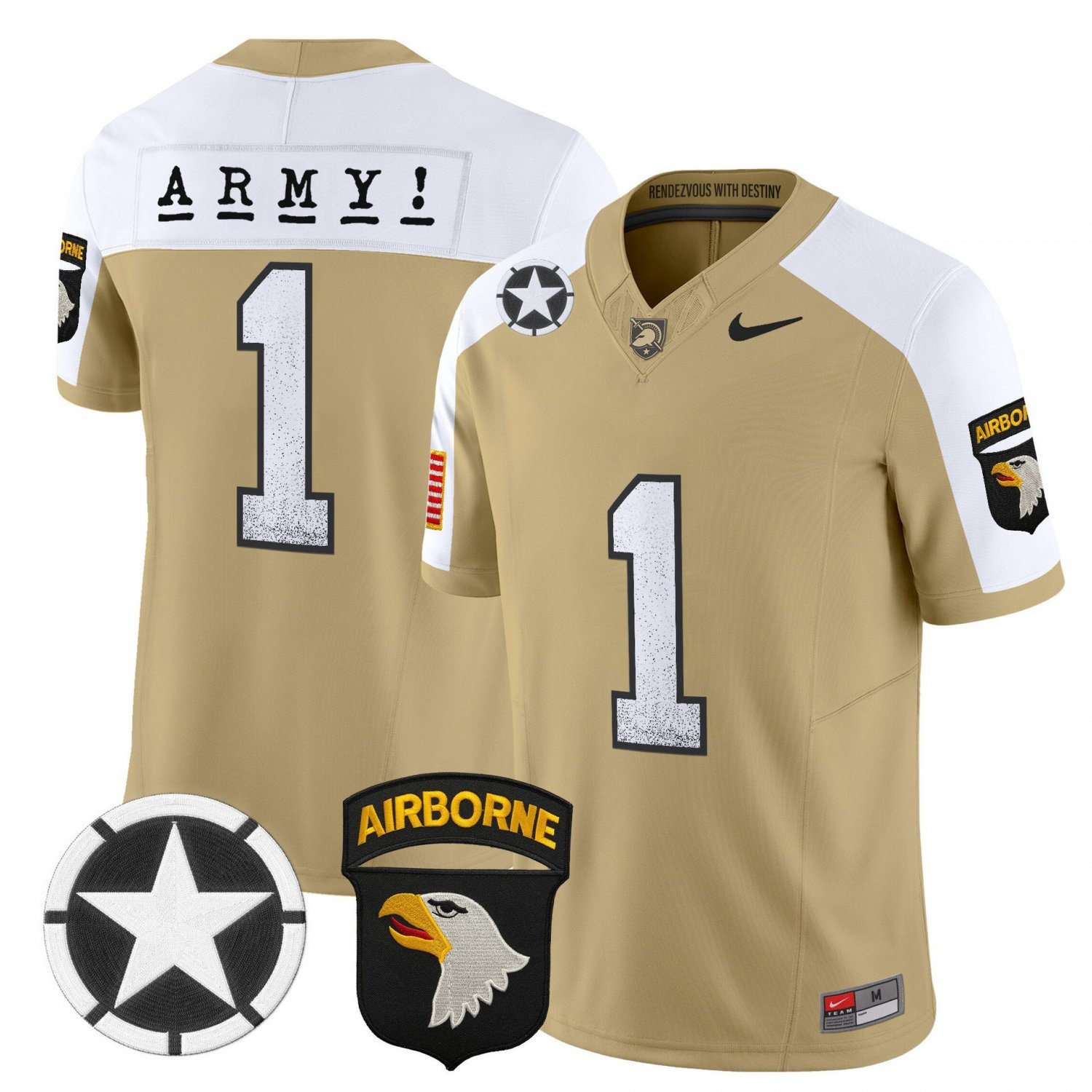 Team  #1 Army Black Knights 2026 Screaming Eagles Stitched Tan Alternate