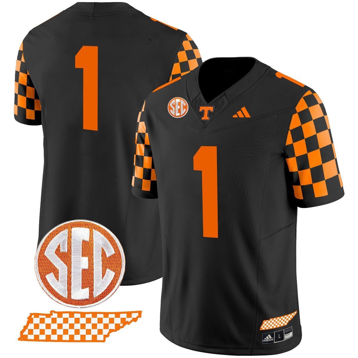 Team  #1 Tennessee Vols Rebrand 2026 Checkerboard Stitched Black
