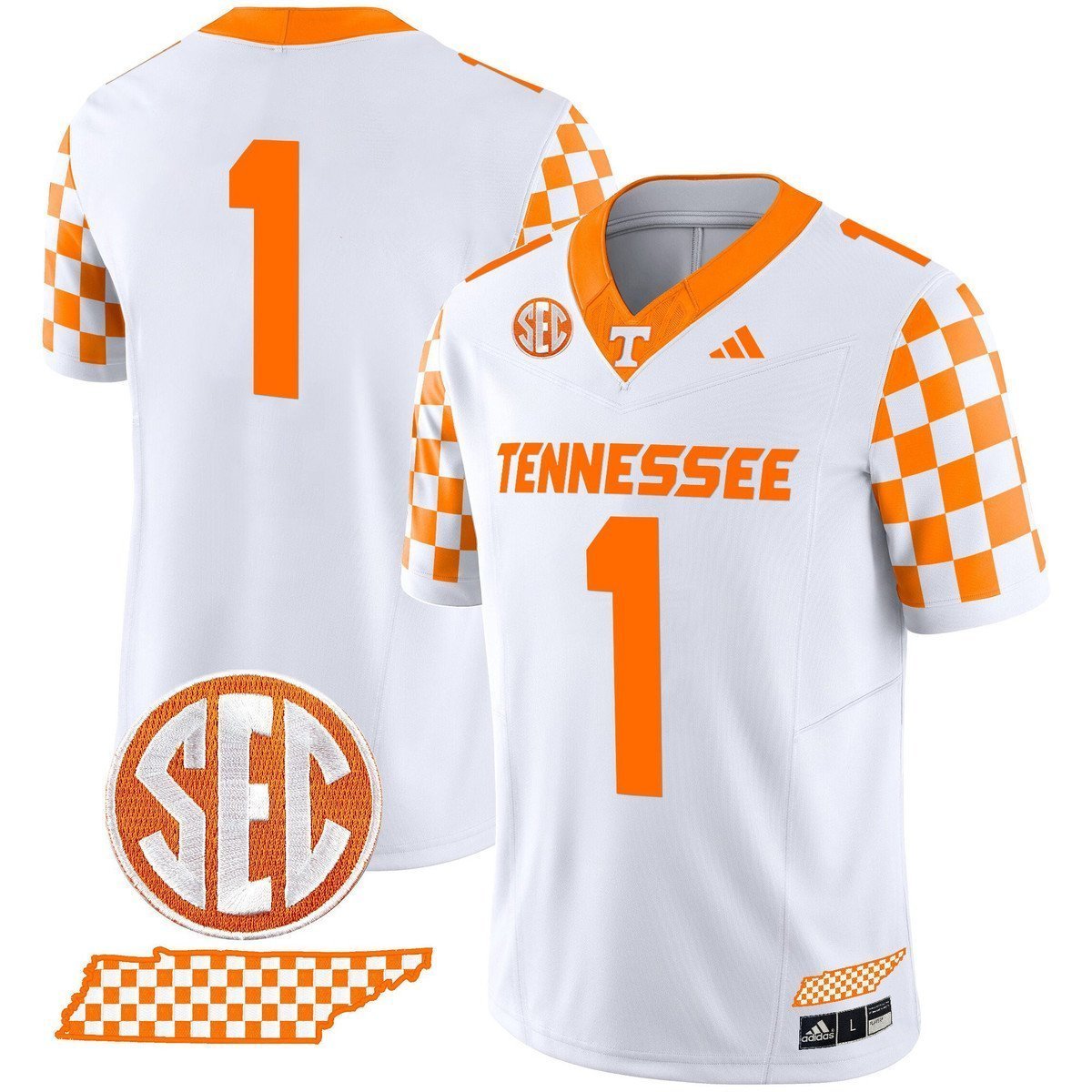 Team  #1 Tennessee Vols Rebrand 2026 Checkerboard Stitched White