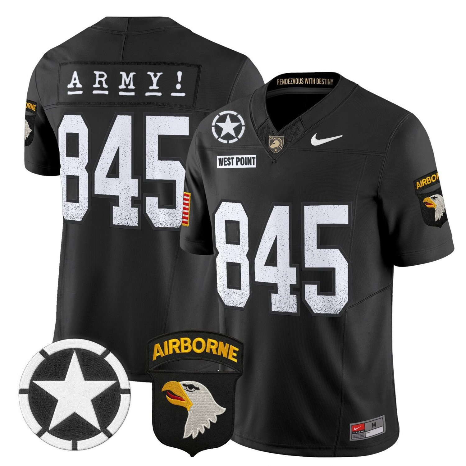 West Point  #845 Army Black Knights 2026 Screaming Eagles Stitched Black