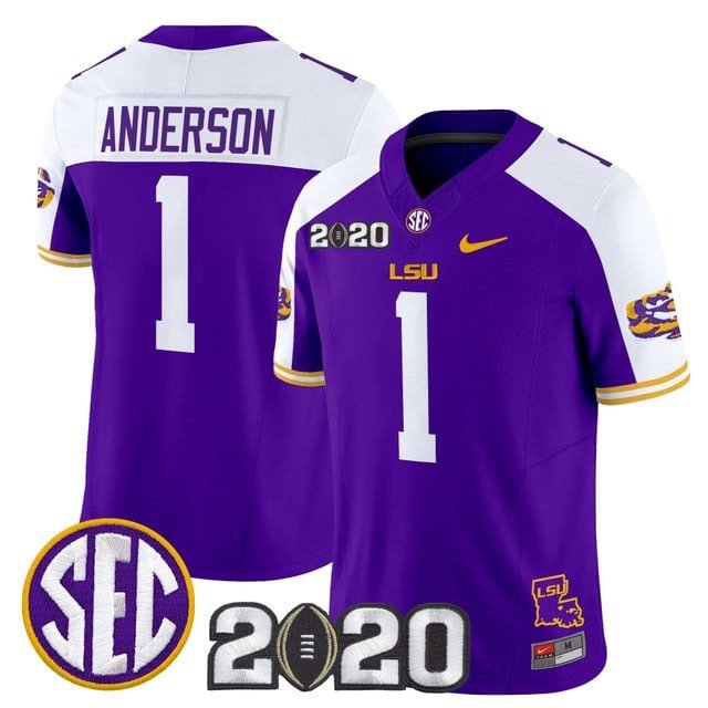 Aaron Anderson  #1 `LSU Tigers 2020 National Champions Vapor Stitched Purple Alternate
