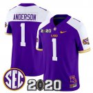 Aaron Anderson  #1 `LSU Tigers 2020 National Champions Vapor Stitched Purple Alternate