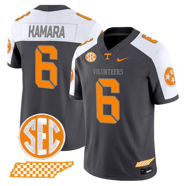 Alvin Kamara  #6 Tennessee Volunteers 2026 Smokey Grey Series Vapor V2 Stitched Alternate