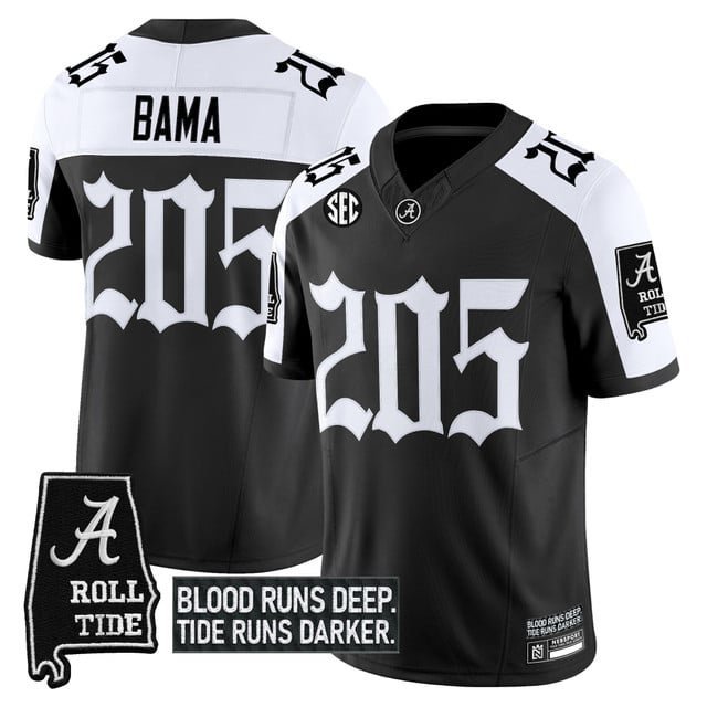 Bama   #205 Alabama Crimson Tide Gothic Bama Blood Edition Vapor Stitched Alternate
