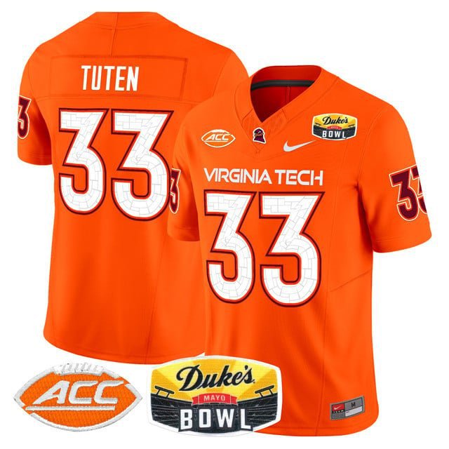 Bhayshul Tuten  #33 Virginia Tech Hokies 2026 Duke's Mayo Bowl Patch Stitched Orange