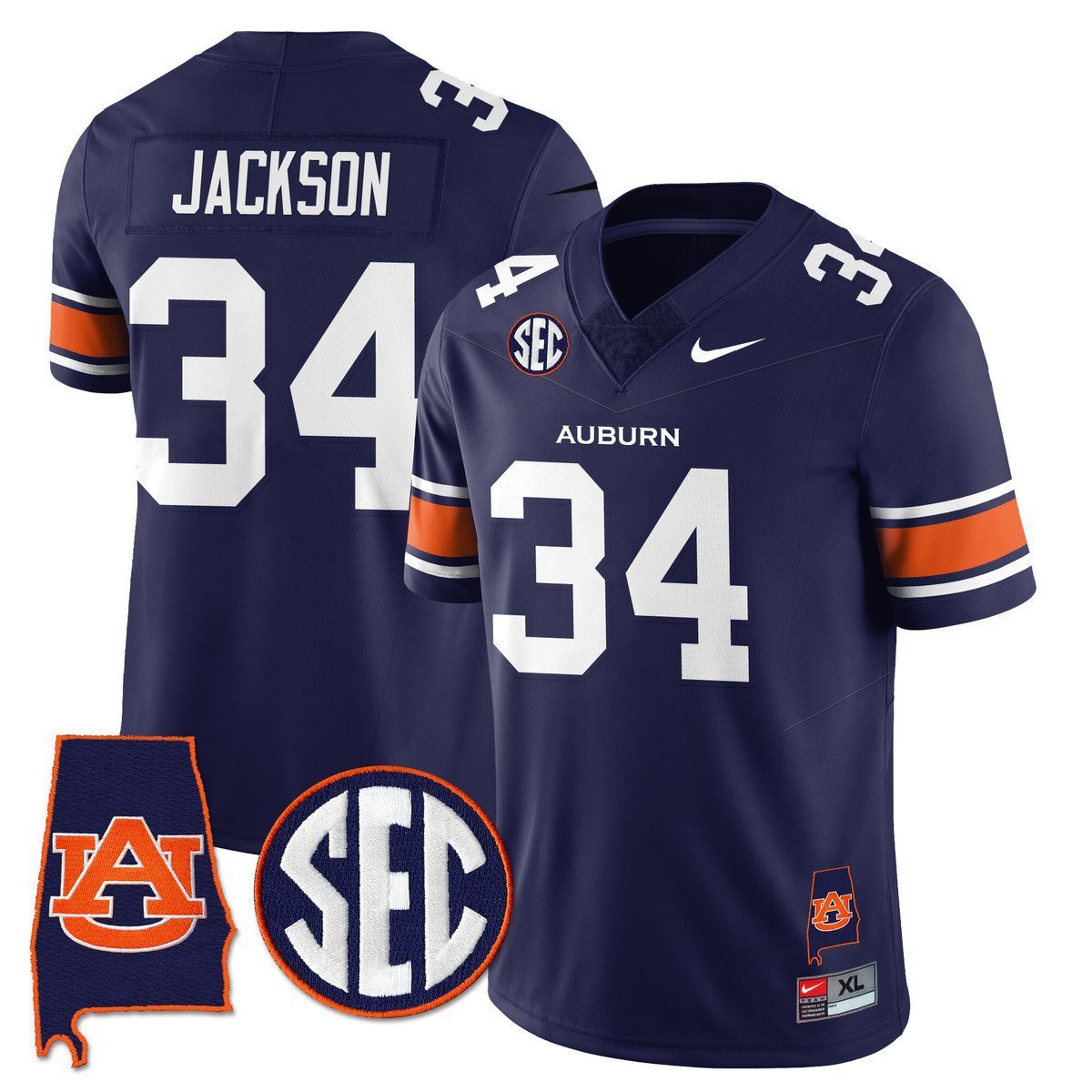 Bo Jackson  #34 Auburn Tigers Alabama Patch Vapor Stitched Navy