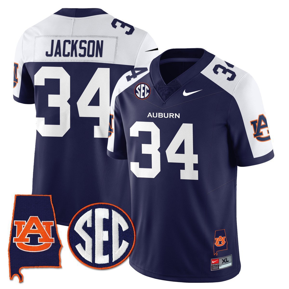 Bo Jackson  #34 Auburn Tigers Alabama Patch Vapor Stitched Navy Alternate