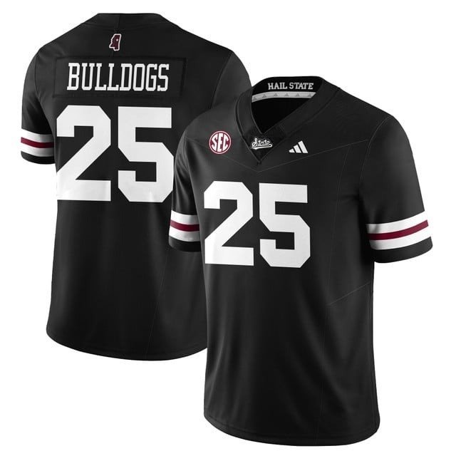 Bulldogs  #25 Mississippi State Football Darkness Limited Black - All Stitched