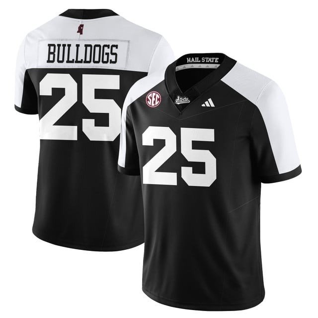 Bulldogs  #25 Mississippi State Football Darkness Limited Black Alternate - All Stitched