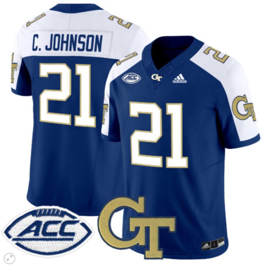 Calvin Johnson  #21 Georgia Tech Yellow Jackets Vapor Limited Football Navy Alternate