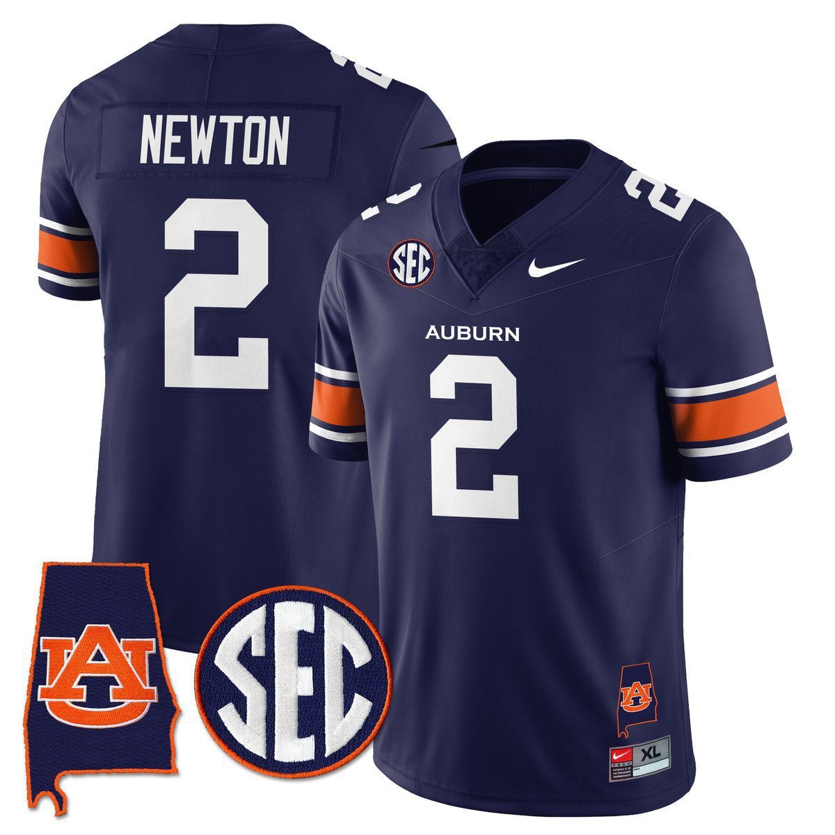 Cam Newton  #2 Auburn Tigers Alabama Patch Vapor Stitched Navy