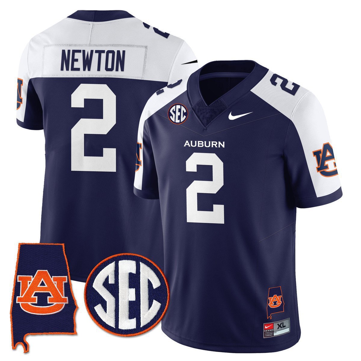 Cam Newton  #2 Auburn Tigers Alabama Patch Vapor Stitched Navy Alternate