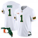 Cameron Ward  #1 Miami Hurricanes Florida Map Patch Vapor Premier Limited Stitched White