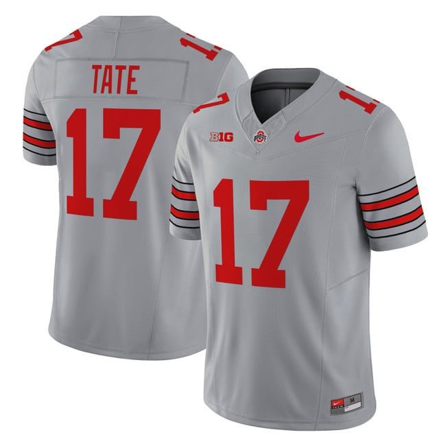 Carnell Tate  #17 Ohio State Buckeyes Heritage Stripe 2026-2026 Vapor Stitched Gray