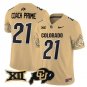 Coach Prime  #21 Colorado Buffaloes Vapor Limited V4 - Big 12 XII Patch Stitched Gold