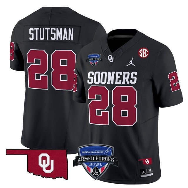 Danny Stutsman  #28 Oklahoma Sooners 2026 Armed Forces Bowl Patch Vapor Stitched Black
