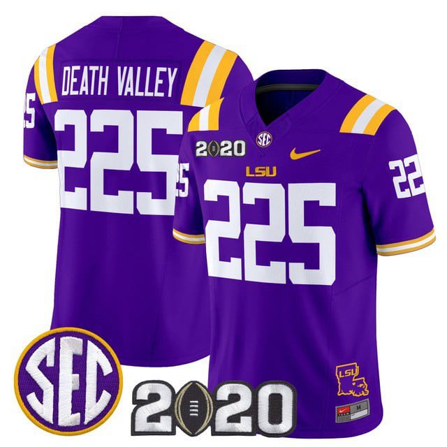 Death Valley  #225 LSU Tigers 2020 National Champions Vapor Limited Stitched Purple