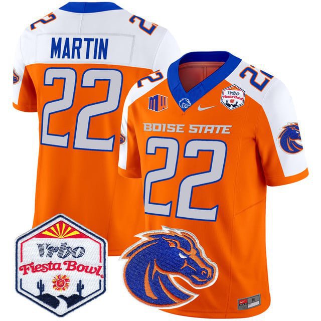 Doug Martin  #22 Boise State Broncos 2026 The Fiesta Bowl Patch Stitched Orange Alternate