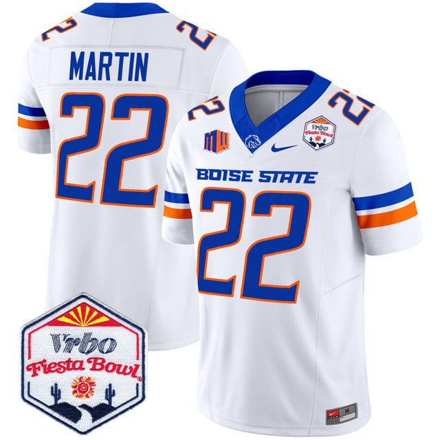 Doug Martin  #22 Boise State Broncos 2026 The Fiesta Bowl Patch Stitched White