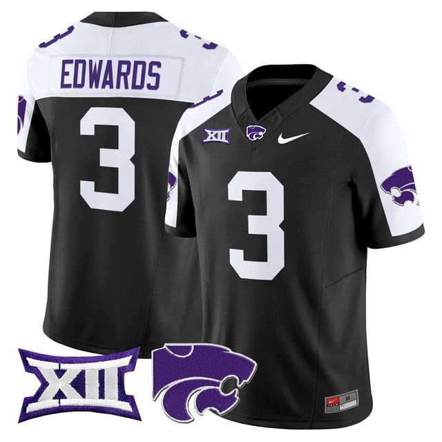 Dylan Edwards  #3 Kansas State Wildcats 2026 Vapor Football Limited Stitched Black Alternate