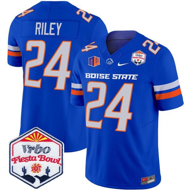 Dylan Riley  #24 Boise State Broncos 2026 The Fiesta Bowl Patch Stitched Royal