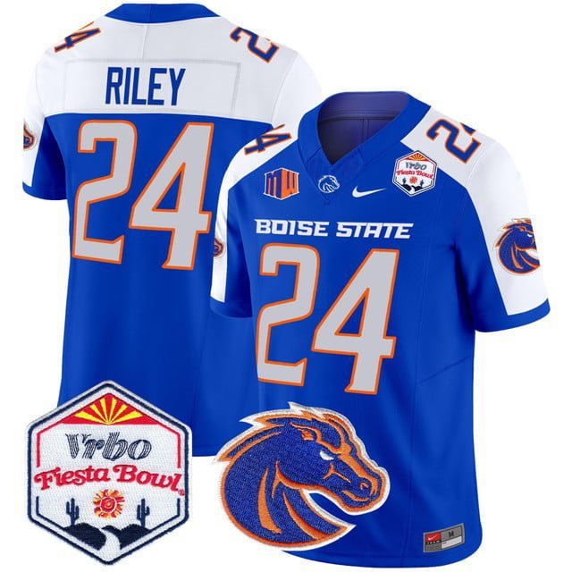 Dylan Riley  #24 Boise State Broncos 2026 The Fiesta Bowl Patch Stitched Royal Alternate