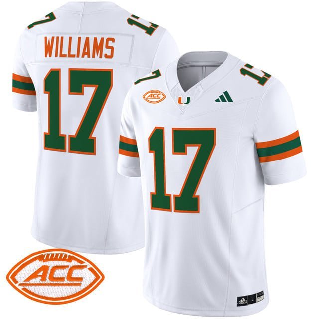 Emory Williams  #17 Miami Hurricanes 2026 Vapor Football Limited White - All Stitched