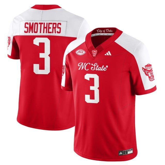 Hollywood Smothers  #3 NC State Wolfpack Football City of Oak Red Alternate - All Stitched