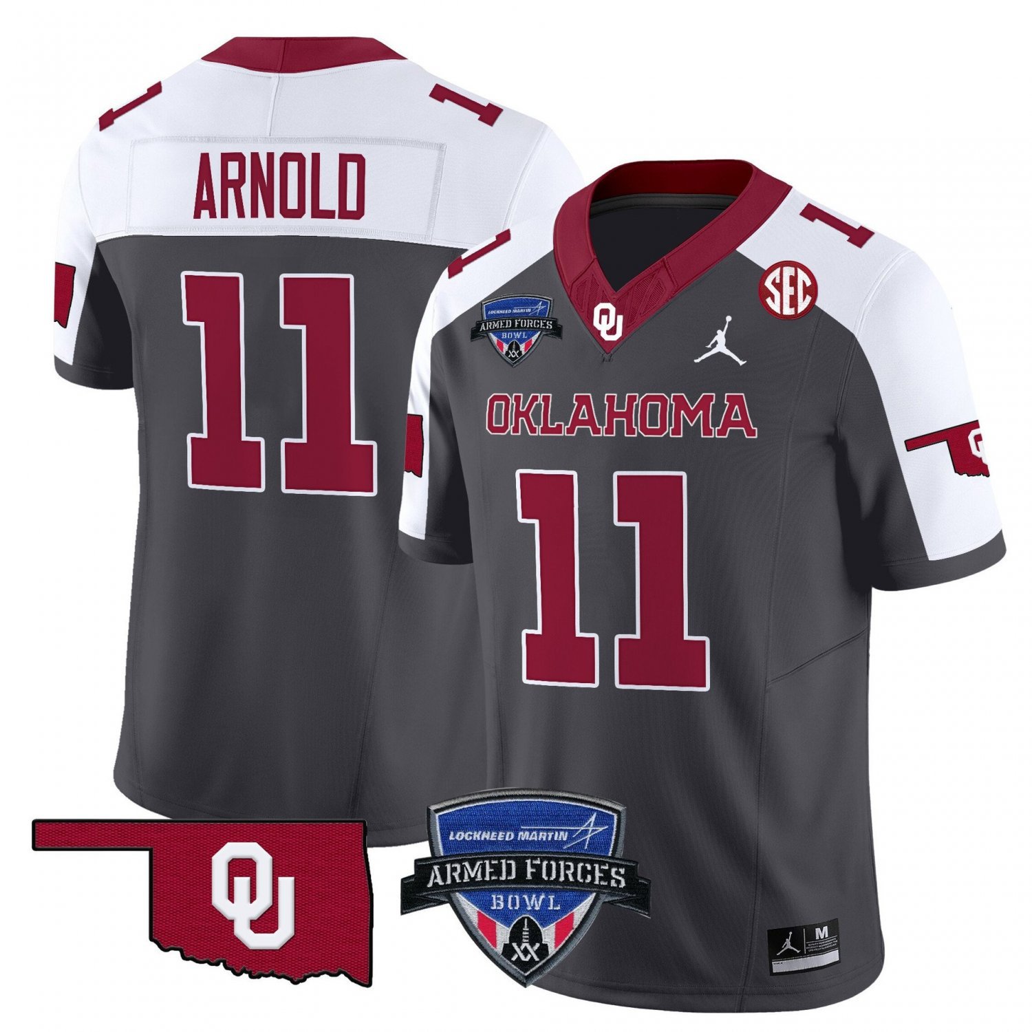 Jackson Arnold  #11 Oklahoma Sooners 2026 Armed Forces Bowl Patch Vapor Stitched Special