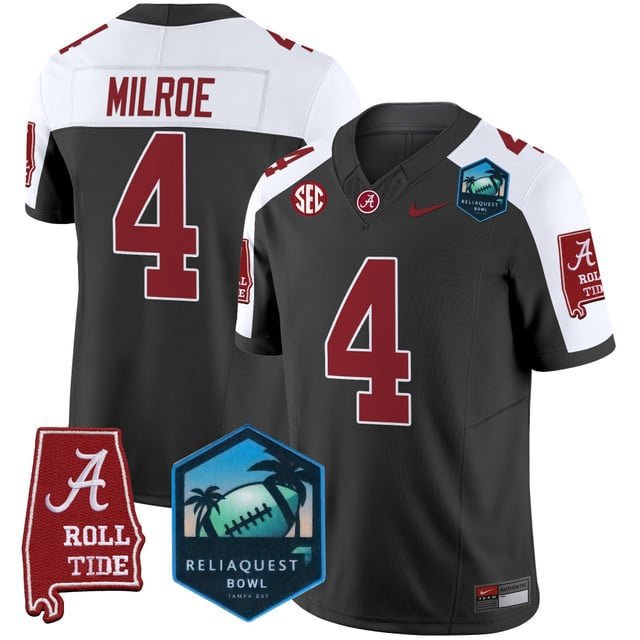 Jalen Milroe  #4 Alabama Crimson Tide 2026 ReliaQuest Bowl Patch Stitched Black Alternate