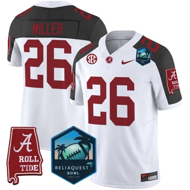 Jam Miller  #26 Alabama Crimson Tide 2026 ReliaQuest Bowl Patch Stitched Inverted