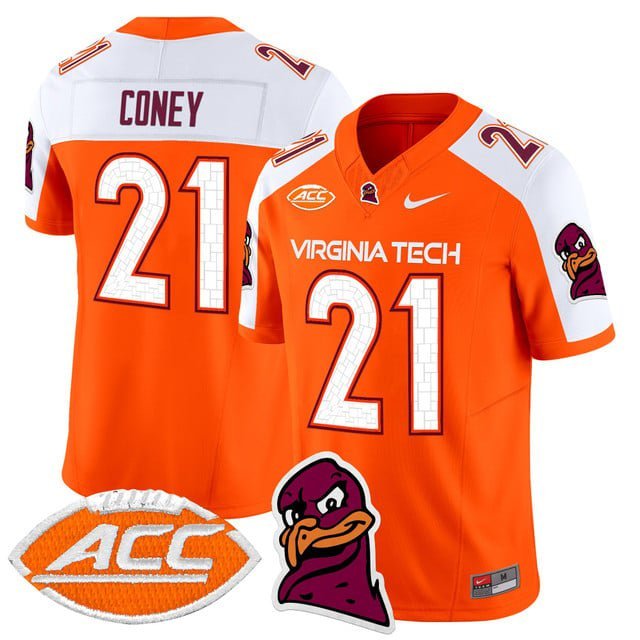 Jeremiah Coney  #21 Virginia Tech Hokies 2026 Vapor Limited Orange Alternate - All Stitched