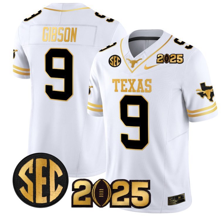 Jerrick Gibson  #9 Texas Longhorns 2026 CFP Final Patch White Gold