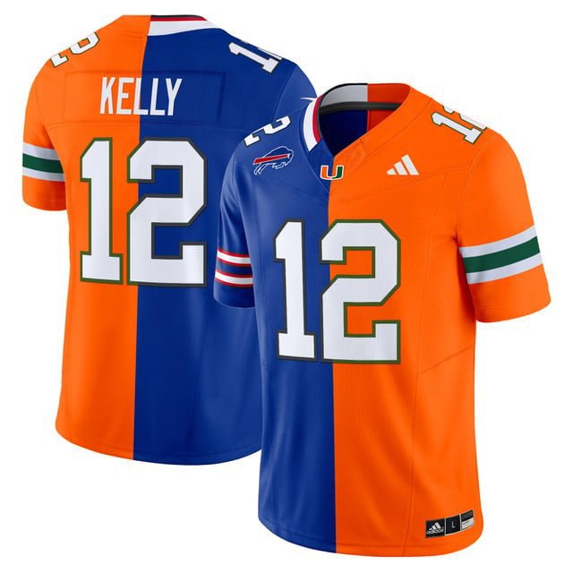 Jim Kelly  #12 Miami Hurricanes Split Vapor Football Limited V2 - All Stitched