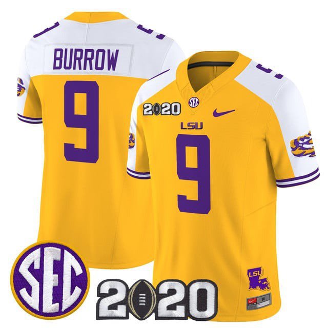 Joe Burrow  #9 LSU Tigers 2020 National Champions Vapor Limited Stitched Gold Alternate