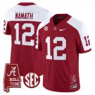 Joe Namath  #12 Alabama Crimson Tide Throwback Vapor Alabama Map Stitched Crimson Alternate