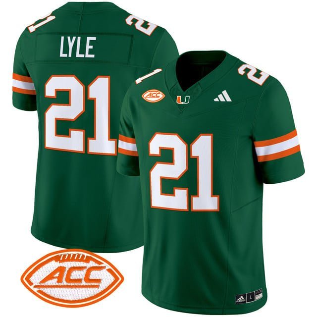 Jordan Lyle  #21 Miami Hurricanes 2026 Vapor Football Limited Green - All Stitched