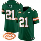 Jordan Lyle  #21 Miami Hurricanes 2026 Vapor Football Limited Green - All Stitched