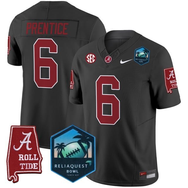 Kobe Prentice  #6 Alabama Crimson Tide 2026 ReliaQuest Bowl Patch Stitched Black