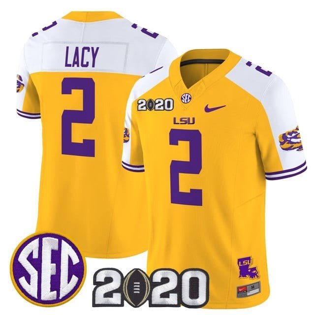 Kyren Lacy  #2 LSU Tigers 2020 National Champions Vapor Limited Stitched Gold Alternate