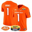Kyron Drones  #1 Virginia Tech Hokies 2026 Duke's Mayo Bowl Patch Stitched Orange